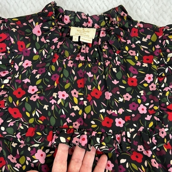 Kate Spade Floral Ruffle Trim Blouse/Top - Picture 9 of 17